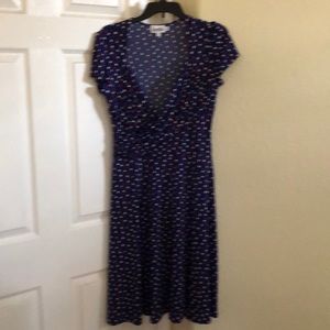 Blue polka dot wrap dress